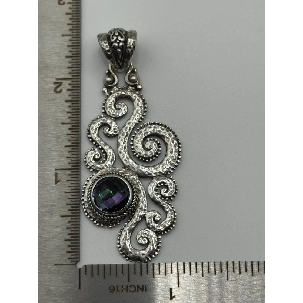 Sarda Sterling Silver Mystic‎ Quartz Swirl Design Pendant
